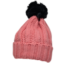 Knit Hat With Three Interchangeable Poms - Rose Pink