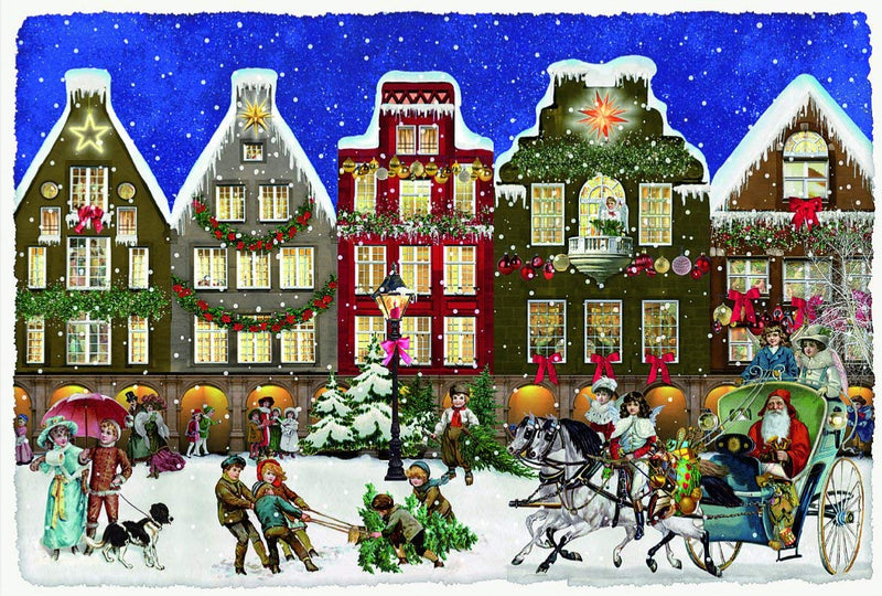 Around the Town Advent Calendar Card - Victorian Street - The Country Christmas Loft