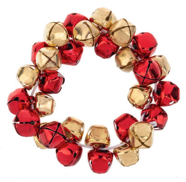 Jolly Jingles Stretch Bell Bracelet - Red & Gold