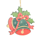Hand Painted Wood Ornament - Bells - Red & Green