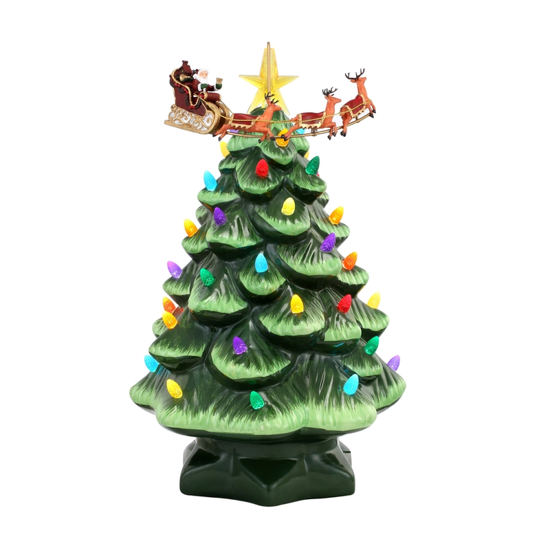 Animated Nostalgic Tree - Green Tree with Santa's Sleigh