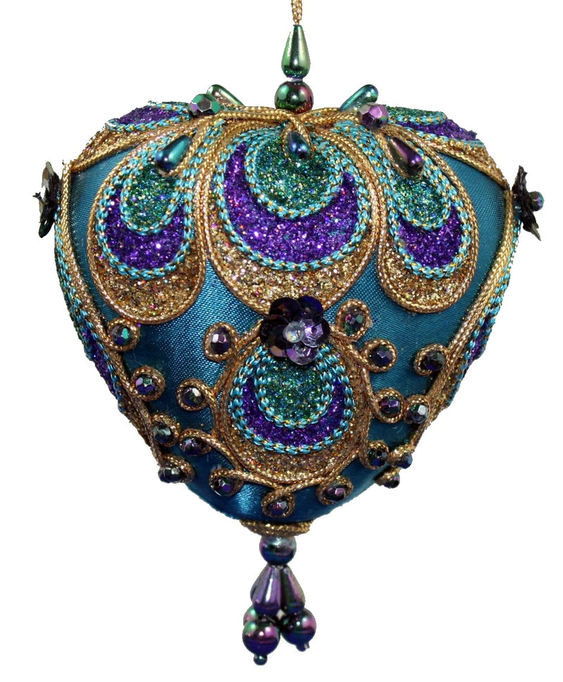 Aqua Paisley Ornament - Ball