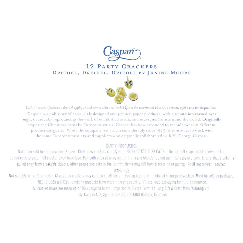 Dreidel, Dreidel, Dreidel Celebration Crackers - includes 12 Celebration Crackers