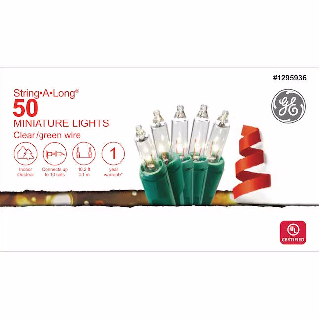 GE String-A-Long 50-Count 10.2-ft Clear Incandescent Plug-In Christmas String Lights