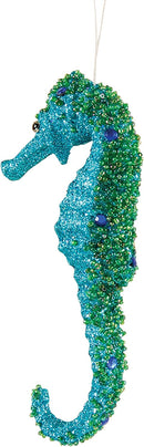 Teal Glitter Seahorse Ornament - Animals - by Gallerie II