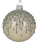 Enamel Ice Glass Ornament Set - 80mm - Silver and White