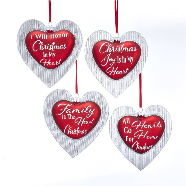 Glass Glitter Heart With Sayings Ornament -  Home - The Country Christmas Loft