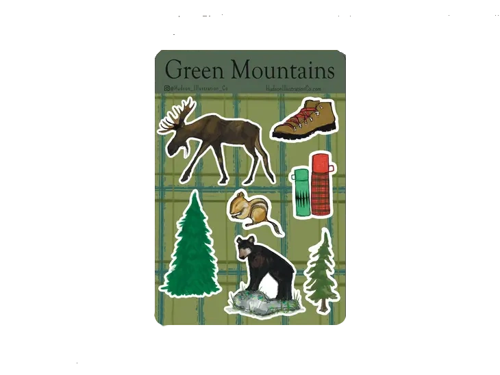 Vermont Green Mountains Sticker Sheet - The Country Christmas Loft