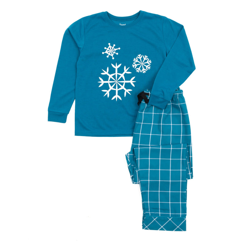 Kids Pajamas Poly Top  And  Flannel Pants Snowflake - - The Country Christmas Loft