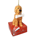 Red Goldendoodle with Bone Ornament - Christmas >> Ornaments >> Animals - by E&S Pets