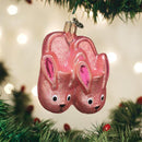 Bunny Slippers Glass Ornament