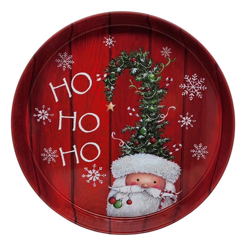 Huge Deep Round 13.5" Tray - Ho Ho Ho