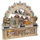 Light-Up Wooden Alpine Village Arch with Rotating Tree