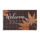 Plaid Maple Leaf "Welcome Fall" Mat - Home & Living >> Furnishings >> Rugs - by Gerson