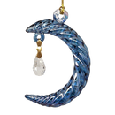 Small Crescent Moon Glass Ornament - Blue
