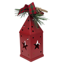 Punched-Tin Lighted Lantern - Red
