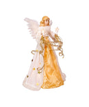 16 inch Cream/Gold Lighted Angel Treetop