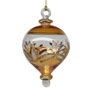 Etched Gold Teardrop Blown Glass Ornament - Gold