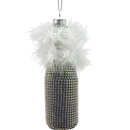 Bedazzled Wine Bottle  Glass Ornament