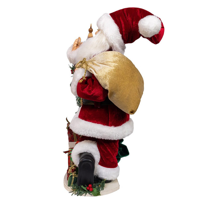 Charming Santa with LED Fireplace Mantle - 17 Inches