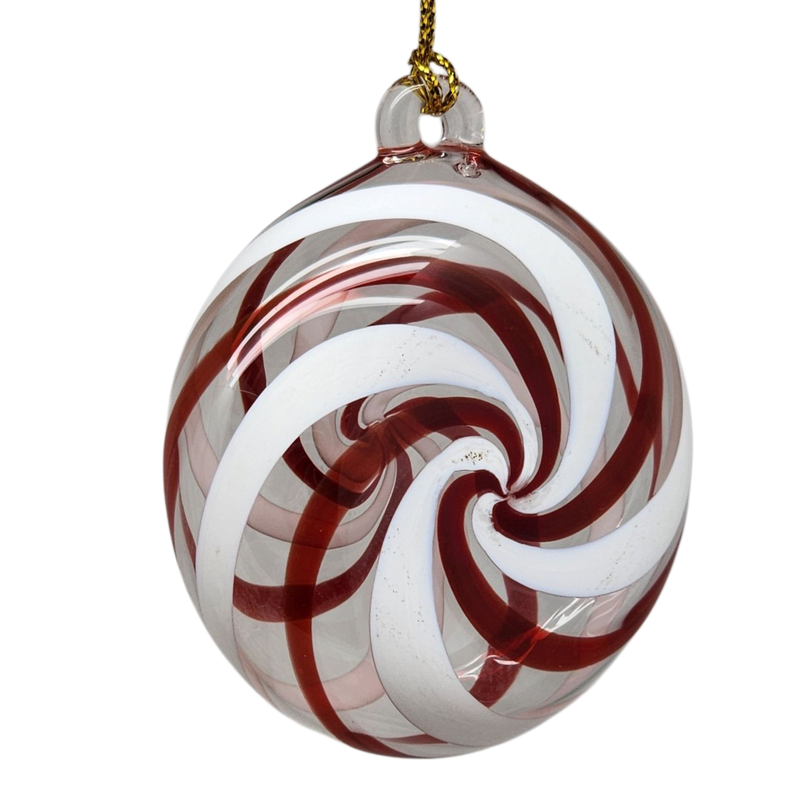 Peppermint Swirl Egyptian Glass Ornament