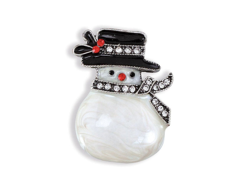 Pearlized Snowlady with Crystals Pin