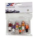 6 Piece sitting figurines with Skis - Orange/Purple