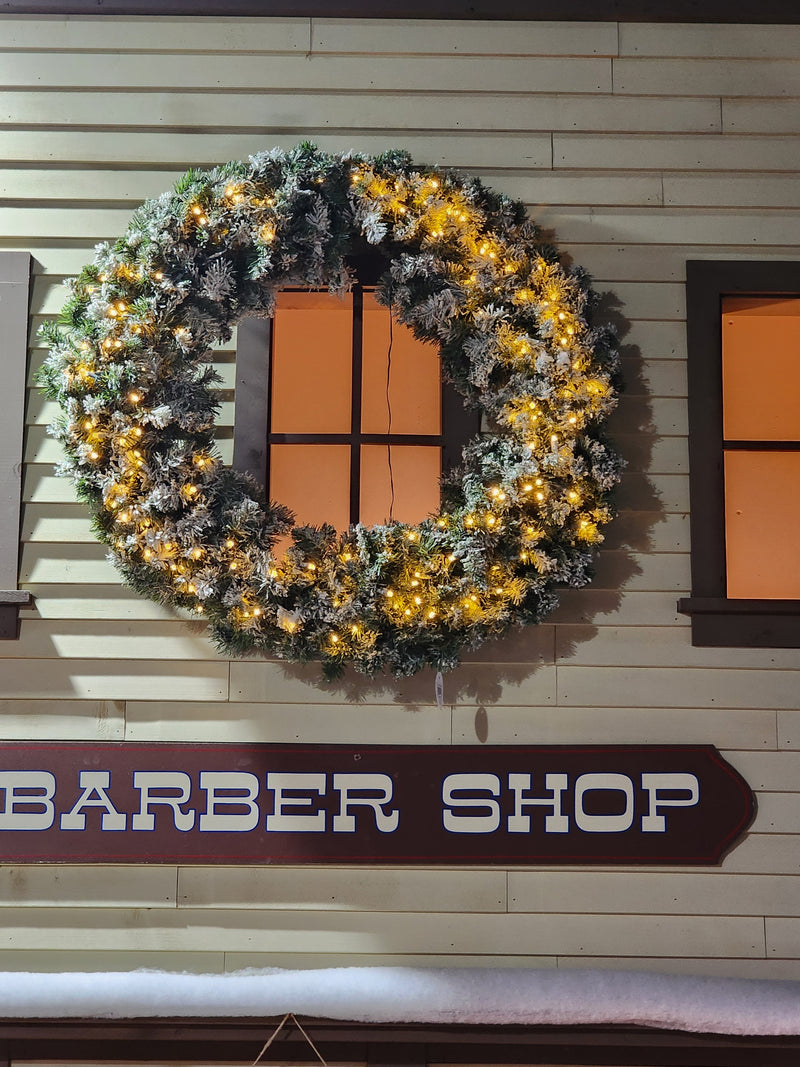 48 Inch PVC Flocked Wreath 150-light LED