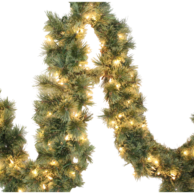 Ponderosa Pine Lighted Garland - 108 inches x 12 inches
