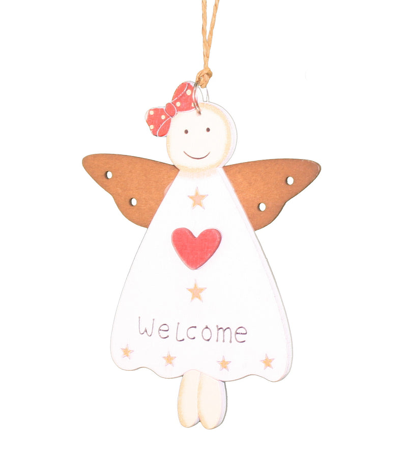 Hand Painted Wood Ornament - Angel - Heart - The Country Christmas Loft