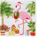 Christmas Flamingos Paper Cocktail Napkins