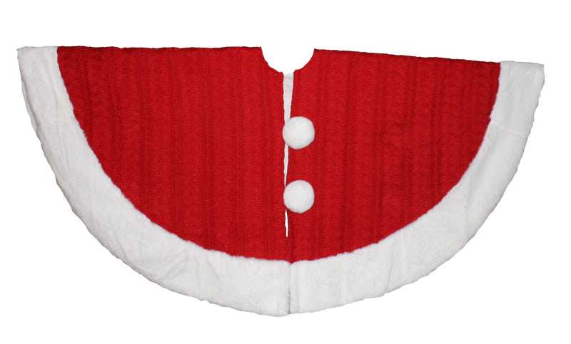 Red Cableknit Sweater Treeskirt - 48 Inch