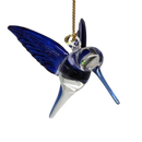 Feeding Hummingbird - Blue/Blue/Blue - Egyptian Glass Ornament