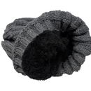 Knit Hat With Three Interchangeable Poms - Grey