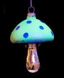 Green  Glow-In-The-Dark Glass Mushroom Ornament