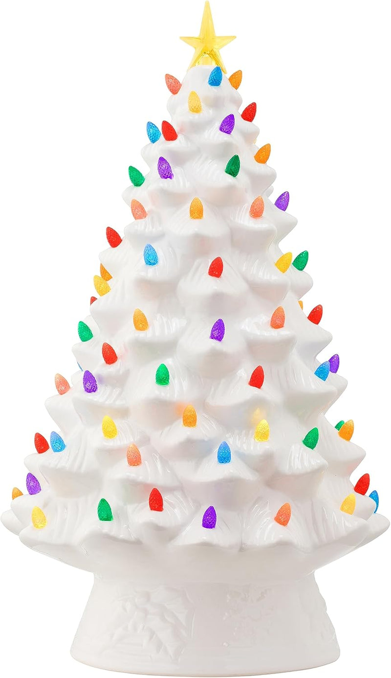 Nostalgic Ceramic Christmas Tree - White - 18 inch