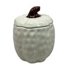 Covered Ceramic Pumpkin Jar Wax Candle - Cream