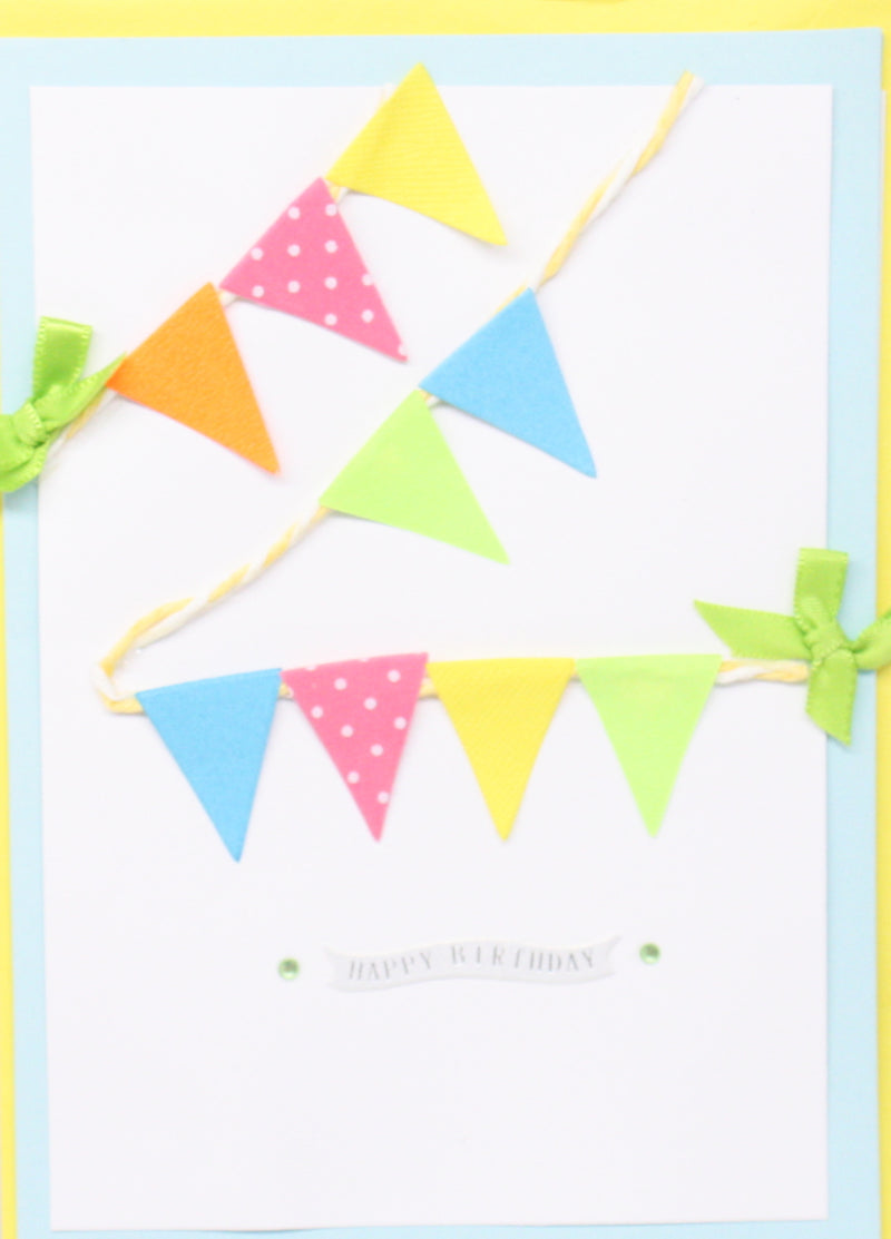 Handmade Embellished Birthday Celebration Card - Birthday Flags