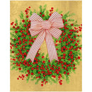 Greenery And Berry Wreath With Bow Boxed Christmas Cards - Christmas >> Boxed Christmas Cards - by Caspari