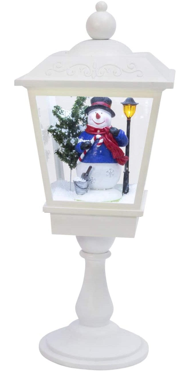 Lighted Musical Lantern with blowing Snow - Snowman - The Country Christmas Loft