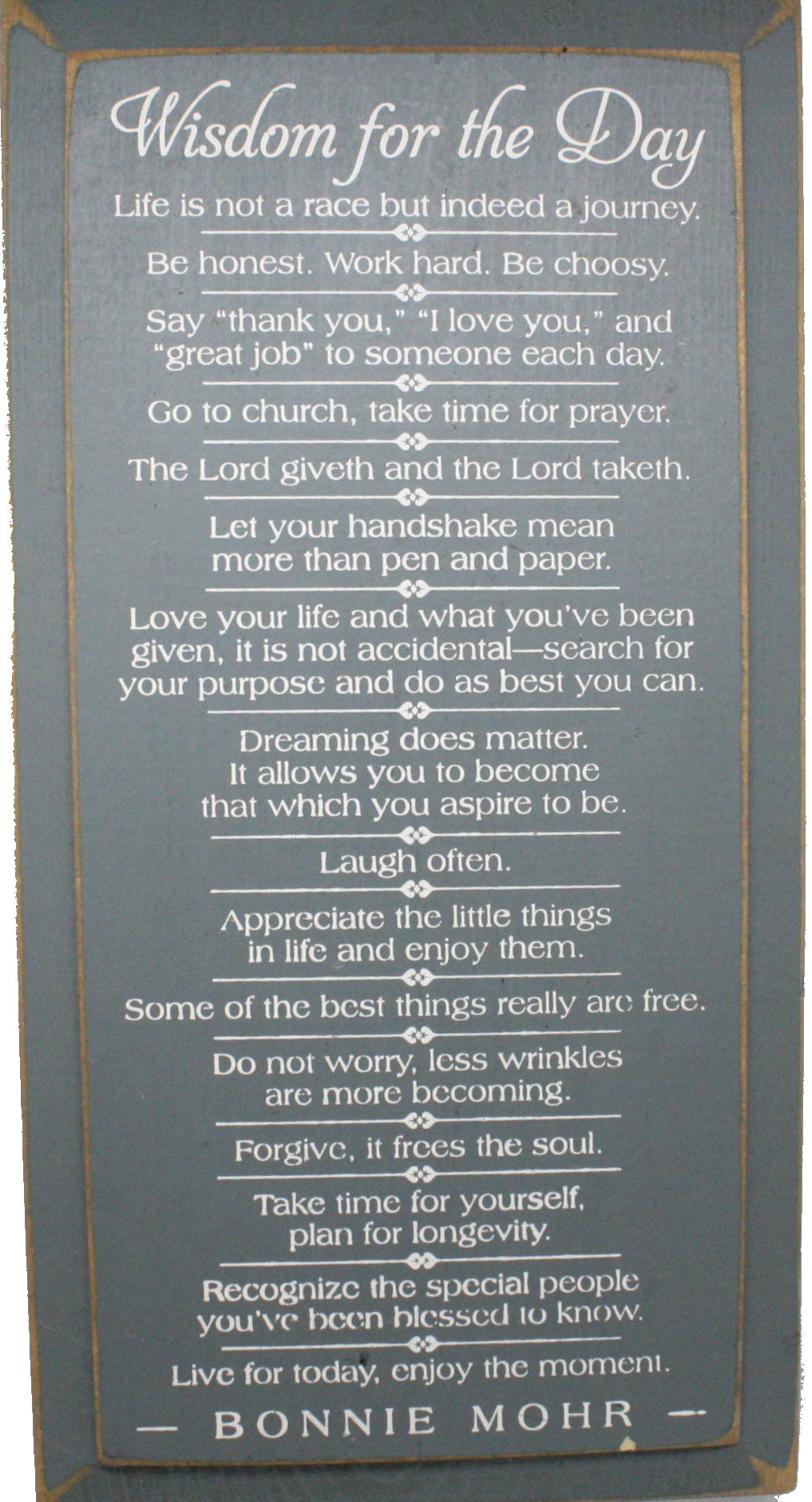 Wisdom for the Day Sign - Pewter | Country Christmas Loft – The Country ...