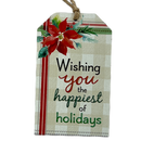 Wooden Plaid Gift Tag Ornament - Wishing You - Christmas >> Ornaments >> Novelty - by Ganz