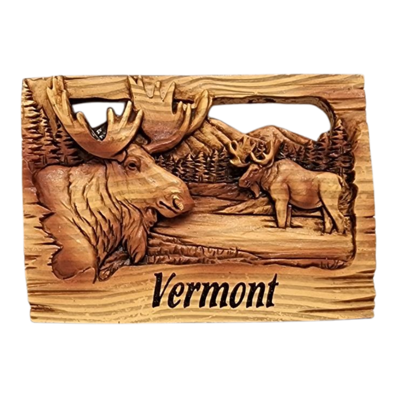 Wood-look Layered Magnet - Vermont Moose