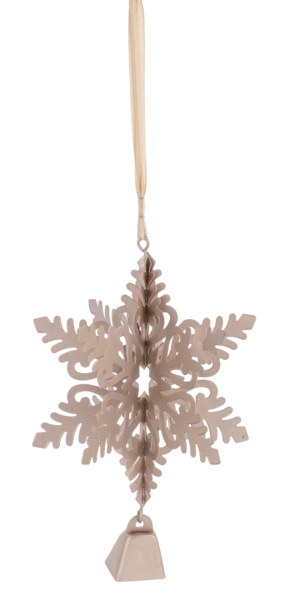 Snowflake With Scroll Design and Bell Ornament