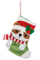 Mini Pet Stockings Gift Card Holder / Ornament - Dog Red Scarf