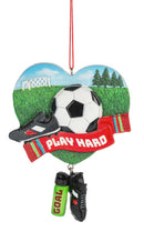 Play Hard Heart Ornament - Soccer