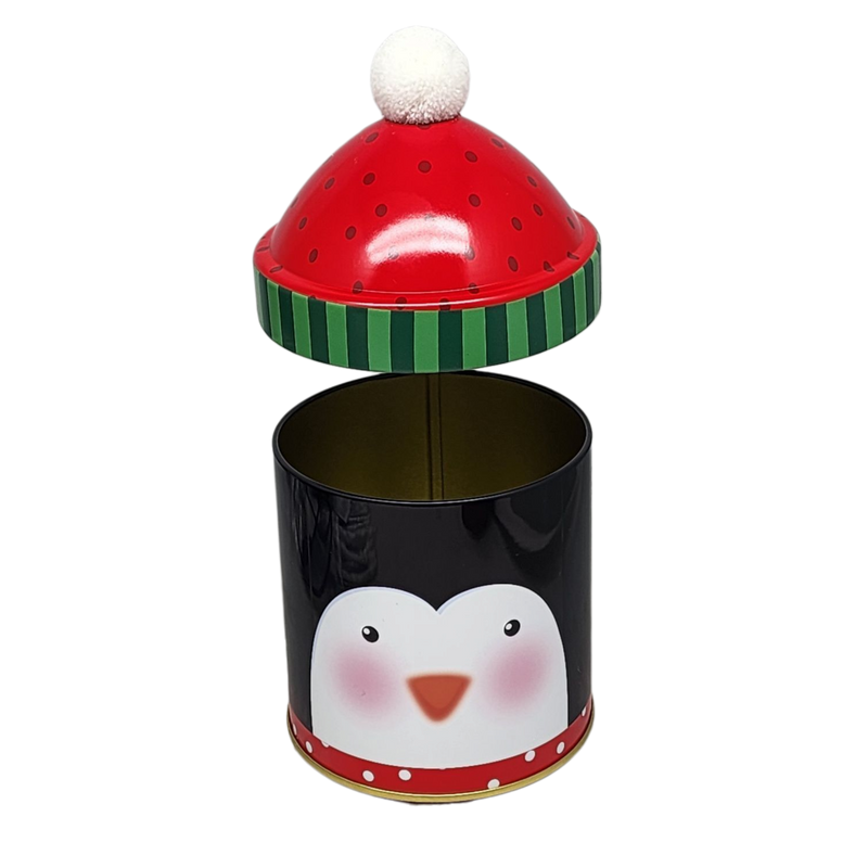 Gift Tin with Pom Pom Hat - Penguin