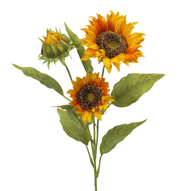 Three Bloom Sunflower Stem - - The Country Christmas Loft