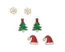 Trio of Holiday Earrings: Snowflakes, Glittery Trees, and Santa Hats - Gift Shoppe >> Jewelry >> Earrings - by Periwinkle By 
