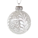 Krebs Value Glass Ball 4 pack - Snowy Botanical on White
